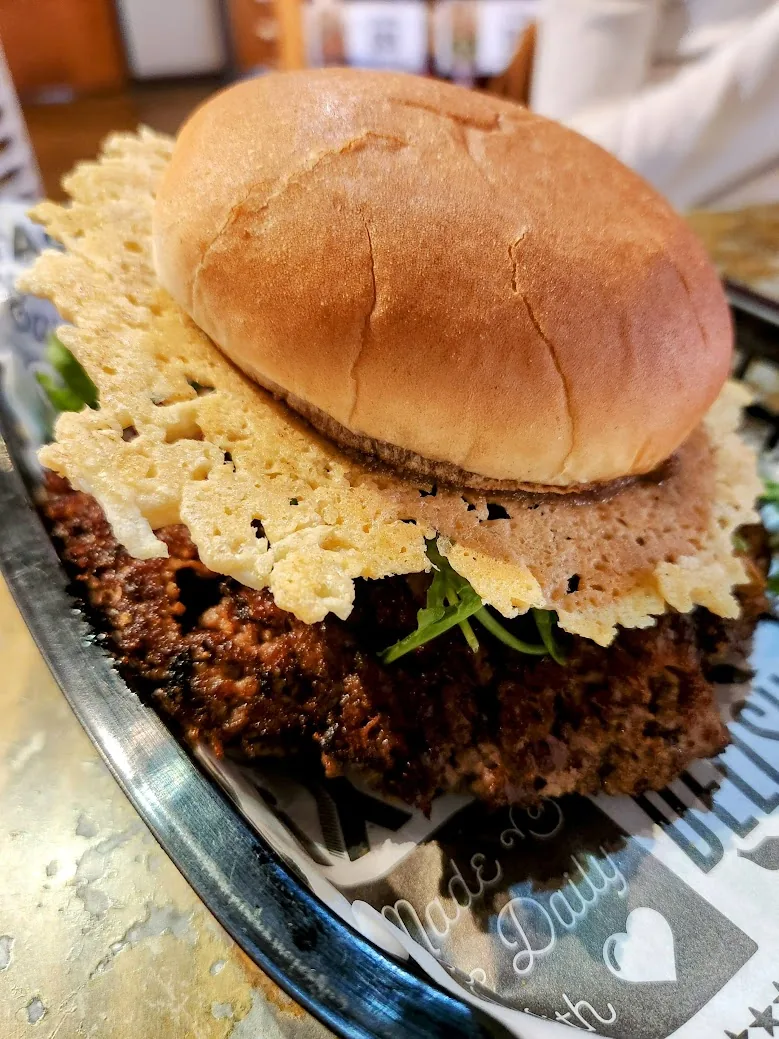 Foxden smashburger with parmesan crisp